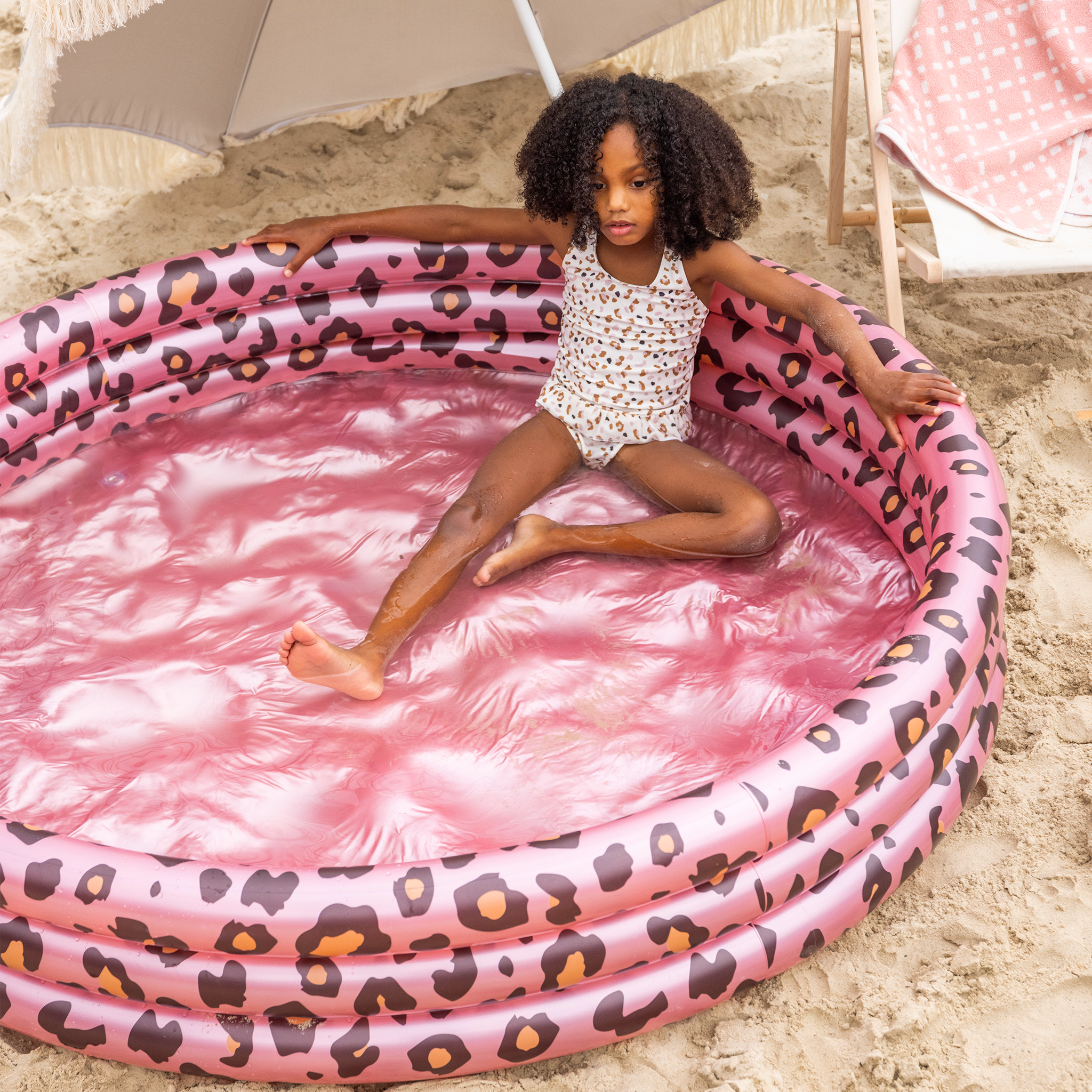 Inflatable Swimming Pool Panther Print Rose Gold Ø 150 cm