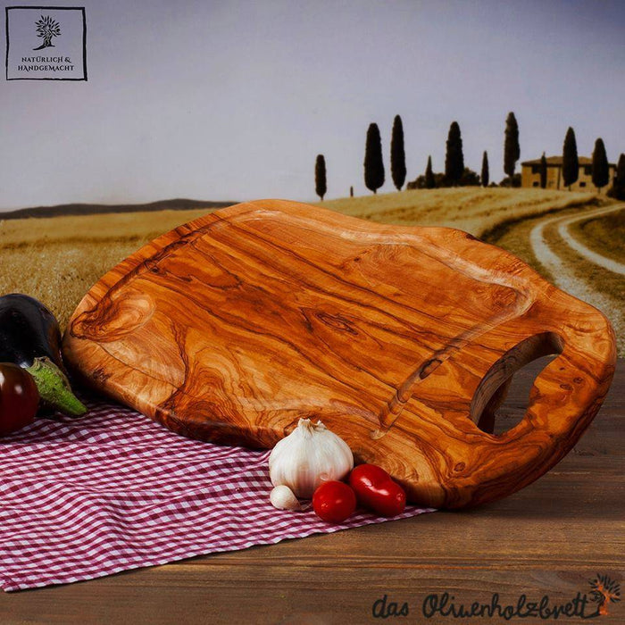 Cutting board Olive wood - Natural shape with handle