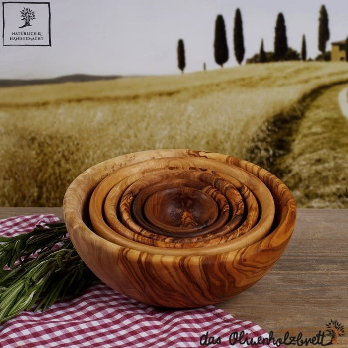 Olive wood bowl set - 6 pieces - from 5 cm to 15 cm