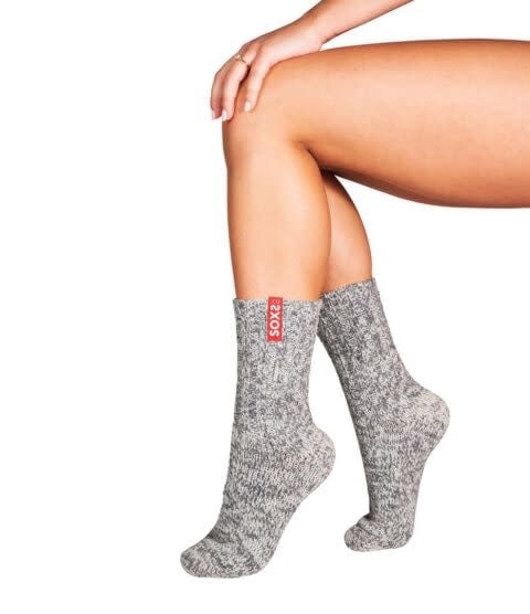 SOXS Woolen Women's Socks Anti Slip Gray - Calf height