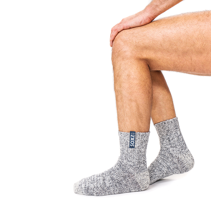 SOXS Woolen Men's Socks Gray - Ankle height Mood Indigo 42-46