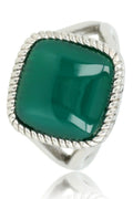 Ring Silver with Agate gemstone - Green