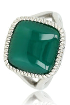 Ring Silver with Agate gemstone - Green