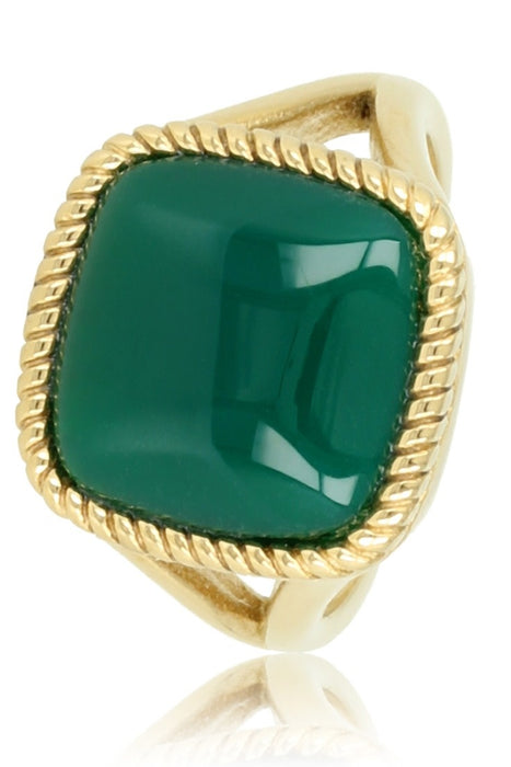 Ring - Gold with Agate gemstone - Green