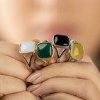 Ring – Gold mit Achat-Edelstein – Grün