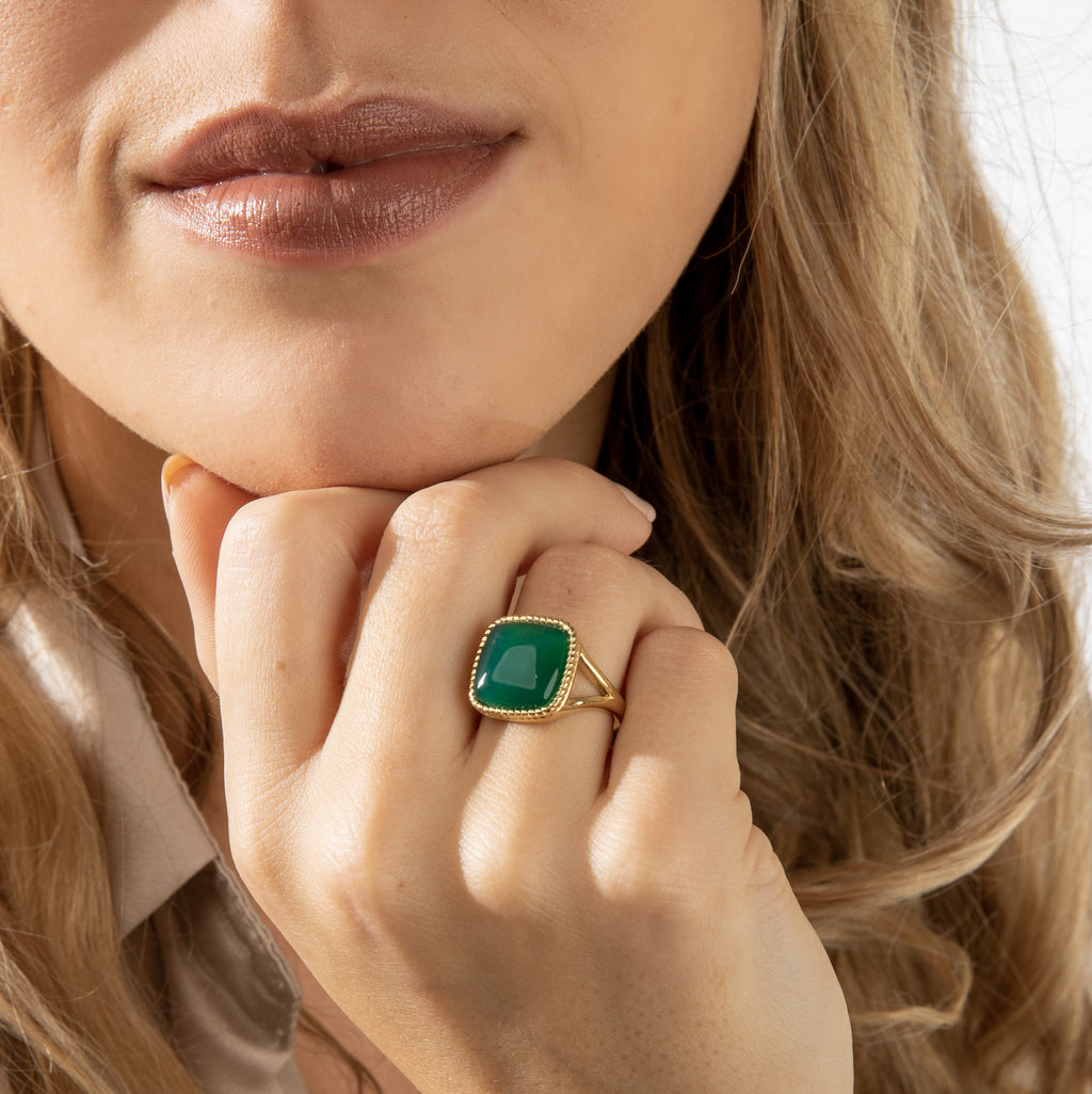 Ring – Gold mit Achat-Edelstein – Grün