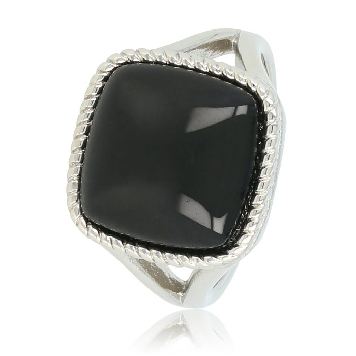 Ring Silver with Onyx gemstone - Black