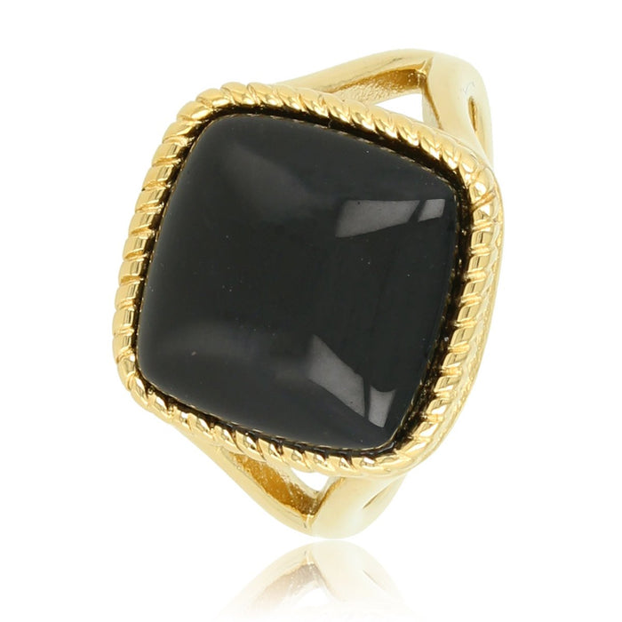 Ring Gold with Onyx gemstone - Black