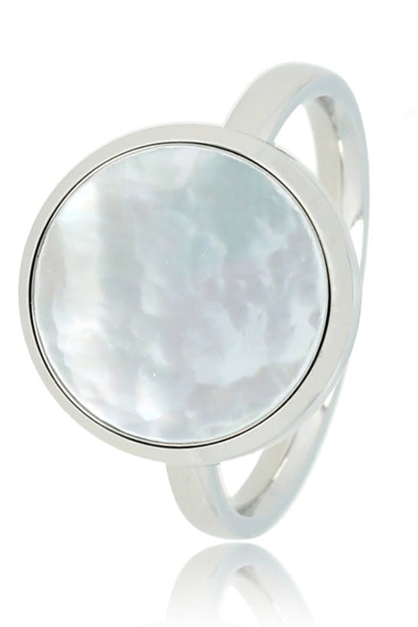 Ring Silver with Mother of Pearl gemstone - Pink