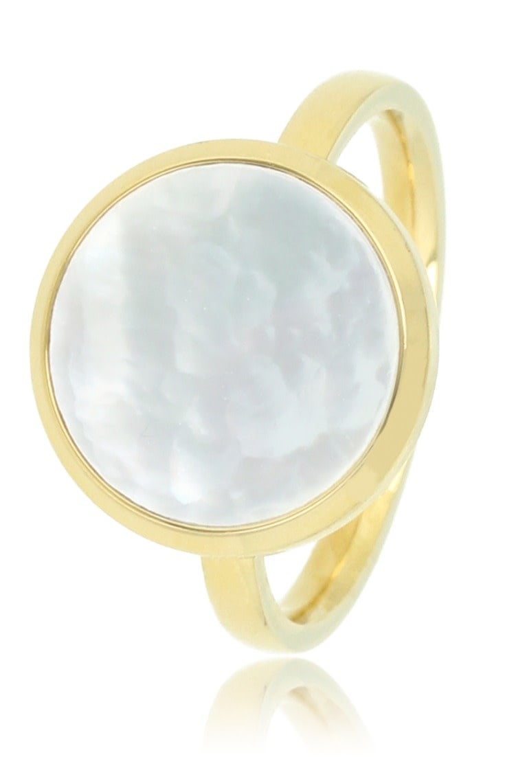 Ring Goud met Parelmoer edelsteen - Roze | My Bendel