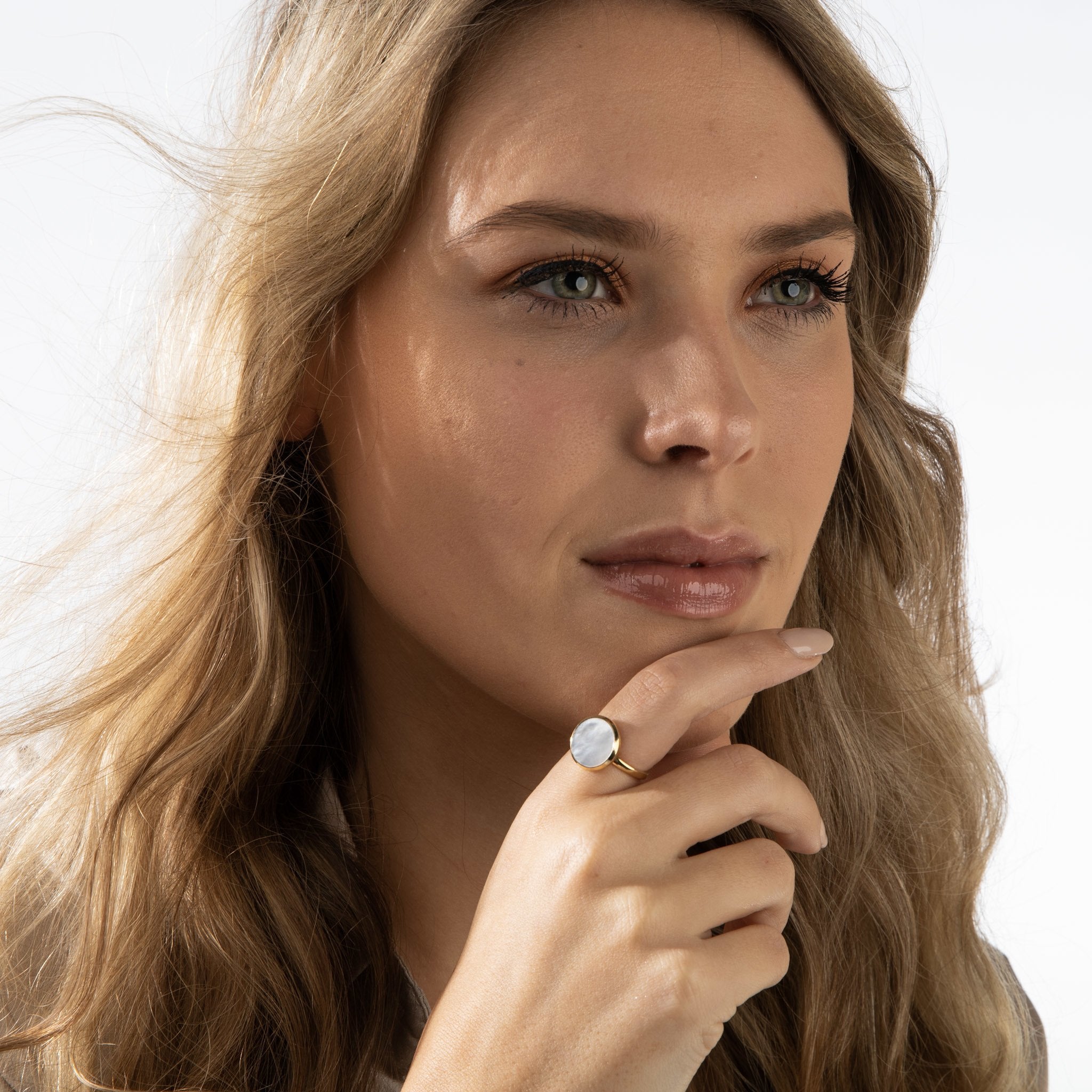 Ring Goud met Parelmoer edelsteen - Roze | My Bendel