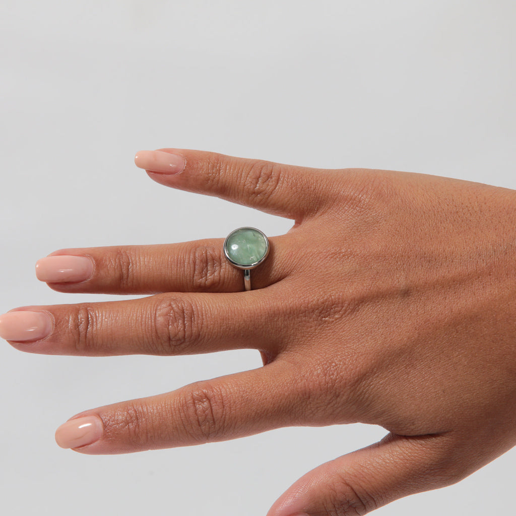 Ring Silver with Fluorite gemstone - Green