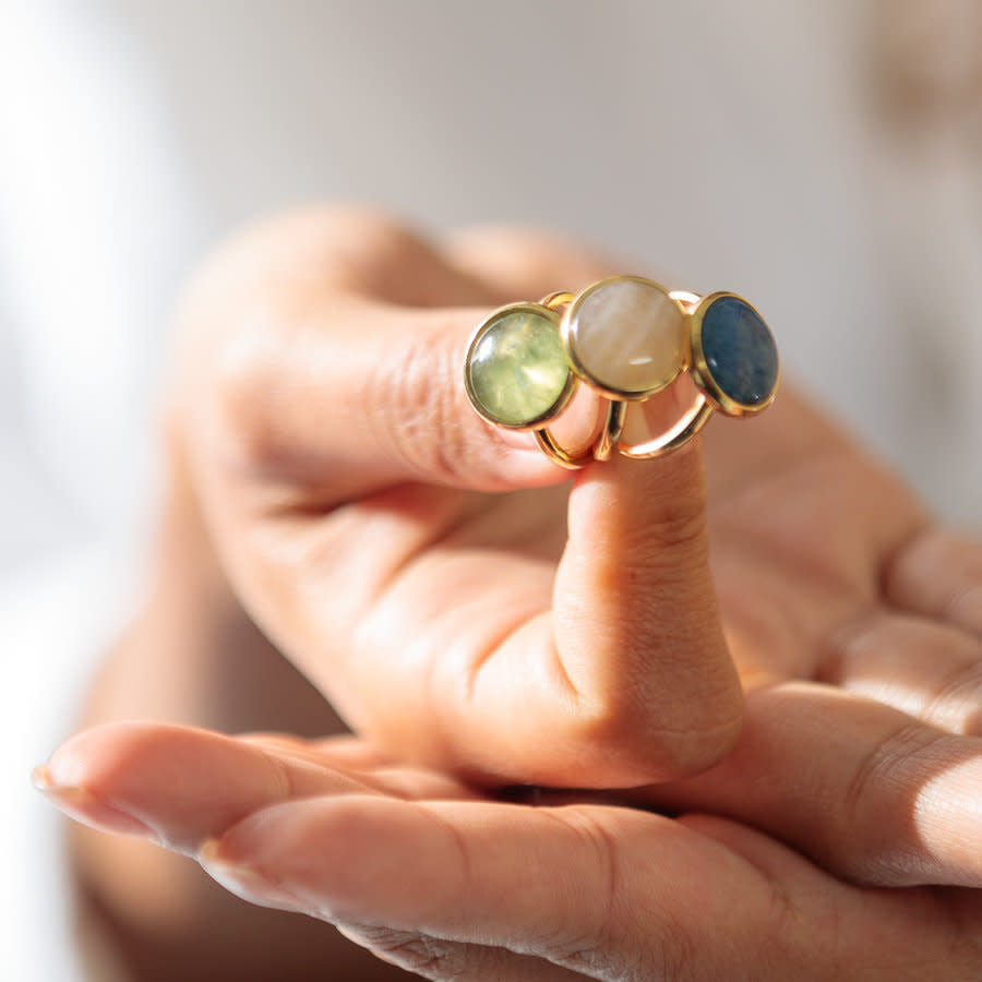 Ring Gold mit Fluorit-Edelstein – Grün