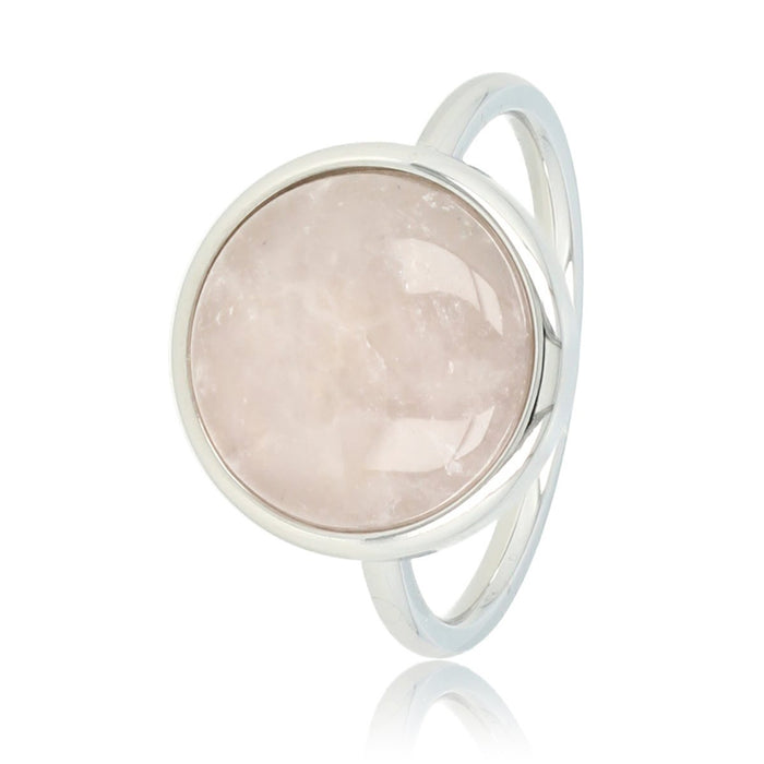Ring Silver with Rose Quartz gemstone - Pink