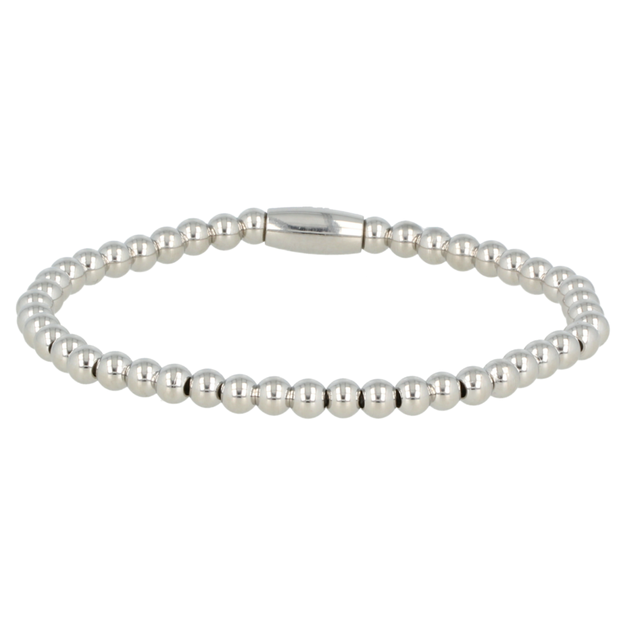 Zilveren Armband Flexibel met 4 mm Edelstaal Balletjes | My Bendel