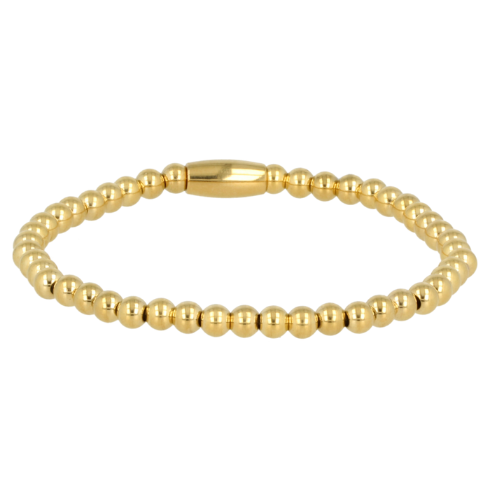 Gold Bracelet Flexible with 4 mm Stainless Steel Balls