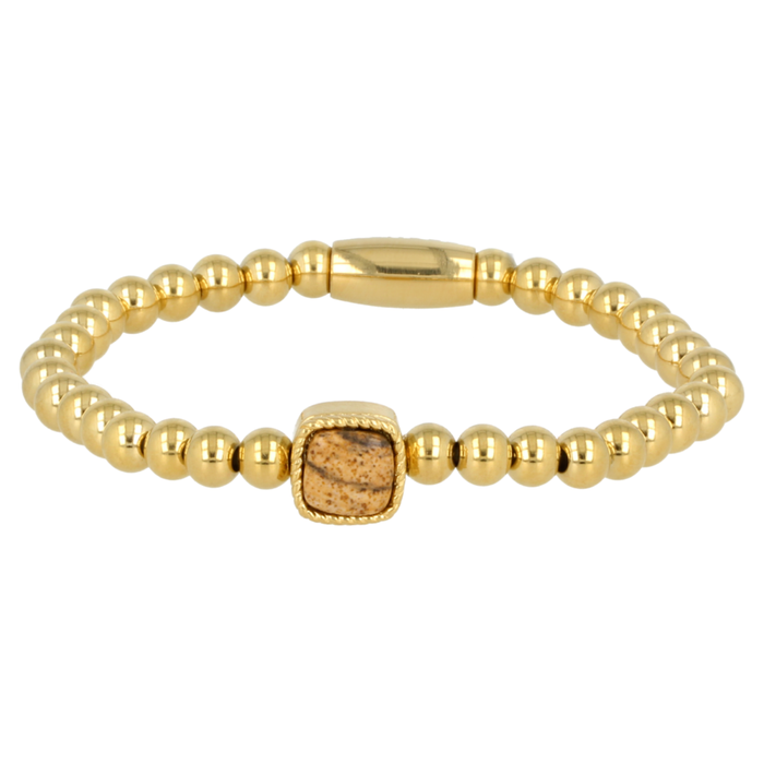 Gold Bracelet with Picture Jasper Gemstone
