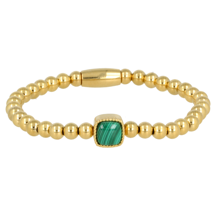 Gold Bracelet with Malachite Gemstone