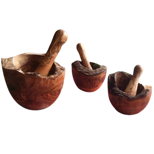 Mortar and Pestle Olive wood - natural edge 16 cm