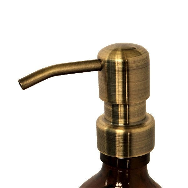 Hand soap bamboo brown glass brass pump 500ml 'may all your troubles be bubbles'