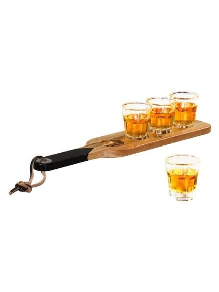 Shot serveer plank - Serving Paddle & Shot Glasses
