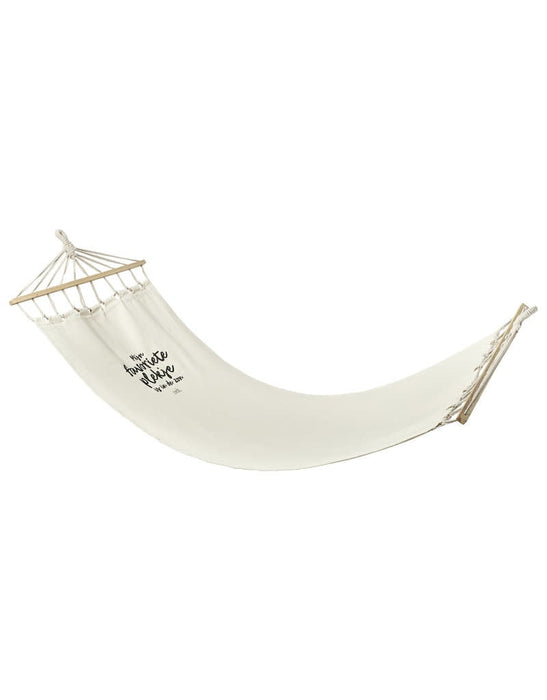 Ecru hammock with text 'My favorite spot is in the sun