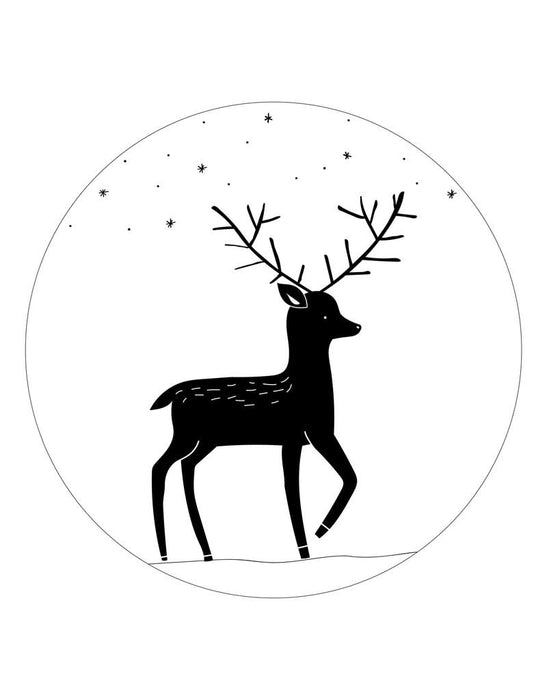 Wall circle white with deer - for indoors - 30cm