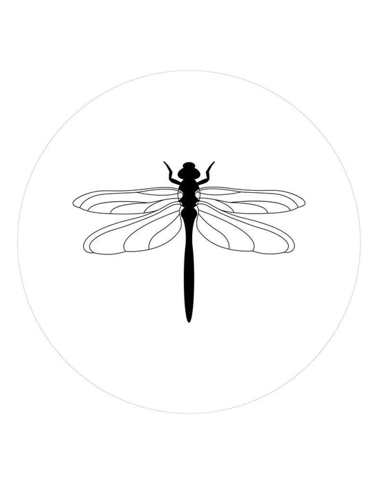 White wall circle with Dragonfly for indoor use