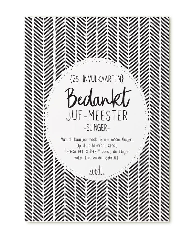 Slinger bedankt juf of meester met 25 invulkaarten | Zoedt